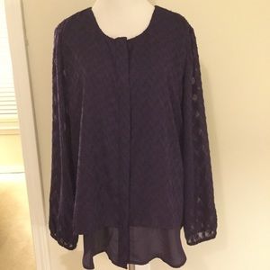 Chico’s Chevron patterned Semi Sheer blouse purple